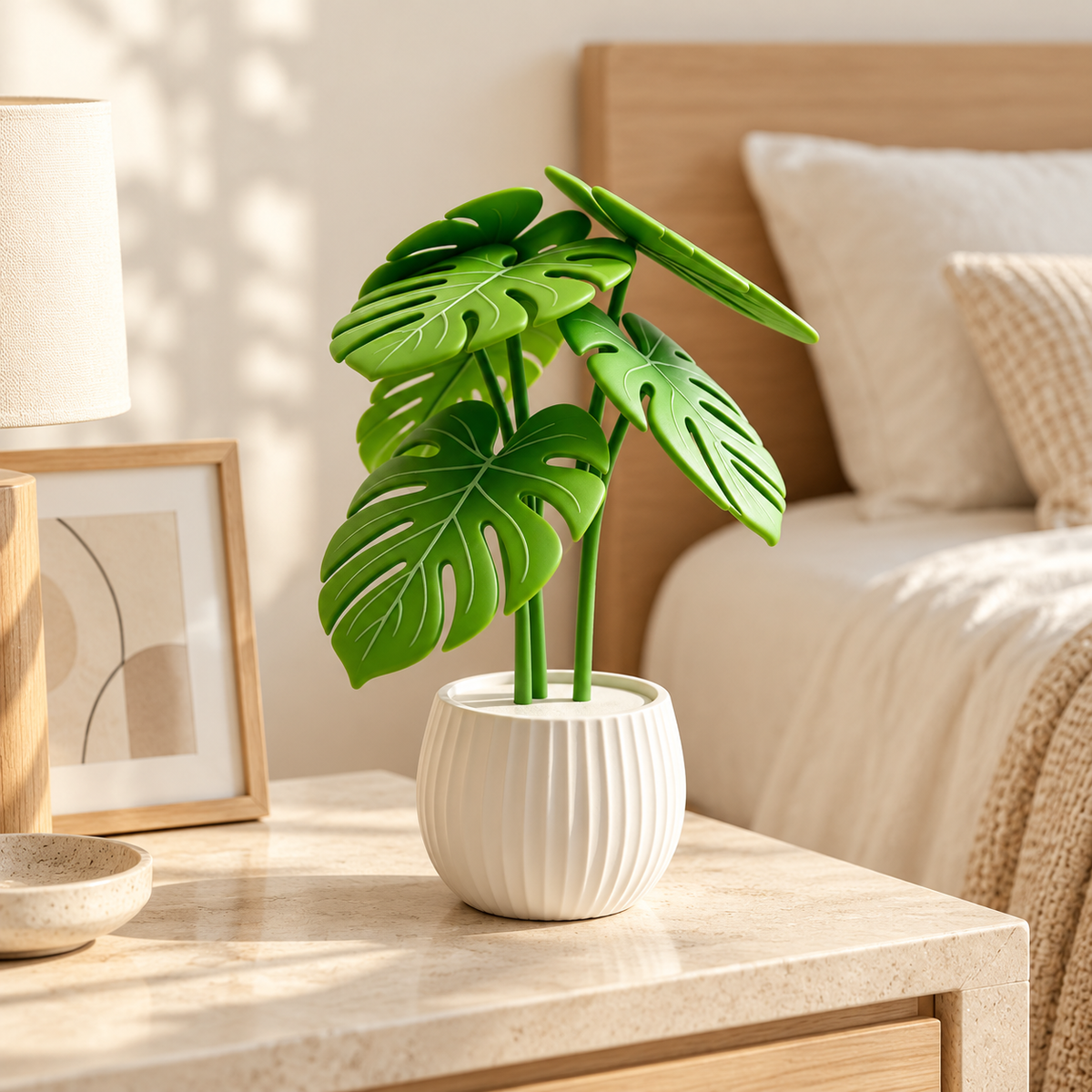 Decorative Monstera Plant in White Pot